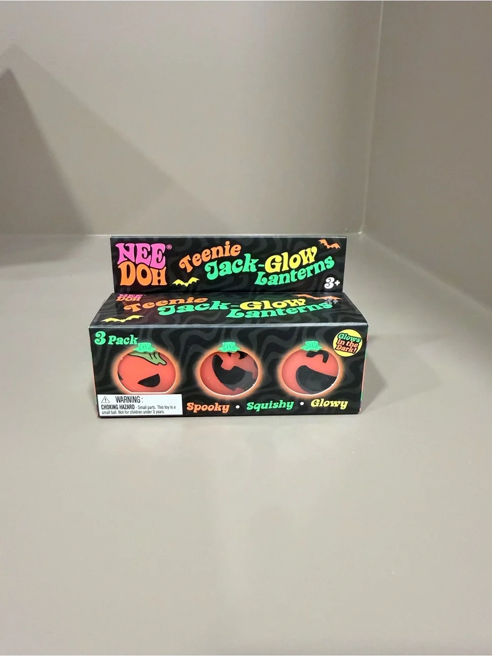 Needoh Teenie Jack-Glow Lanterns Halloween 3-Pack - Orange